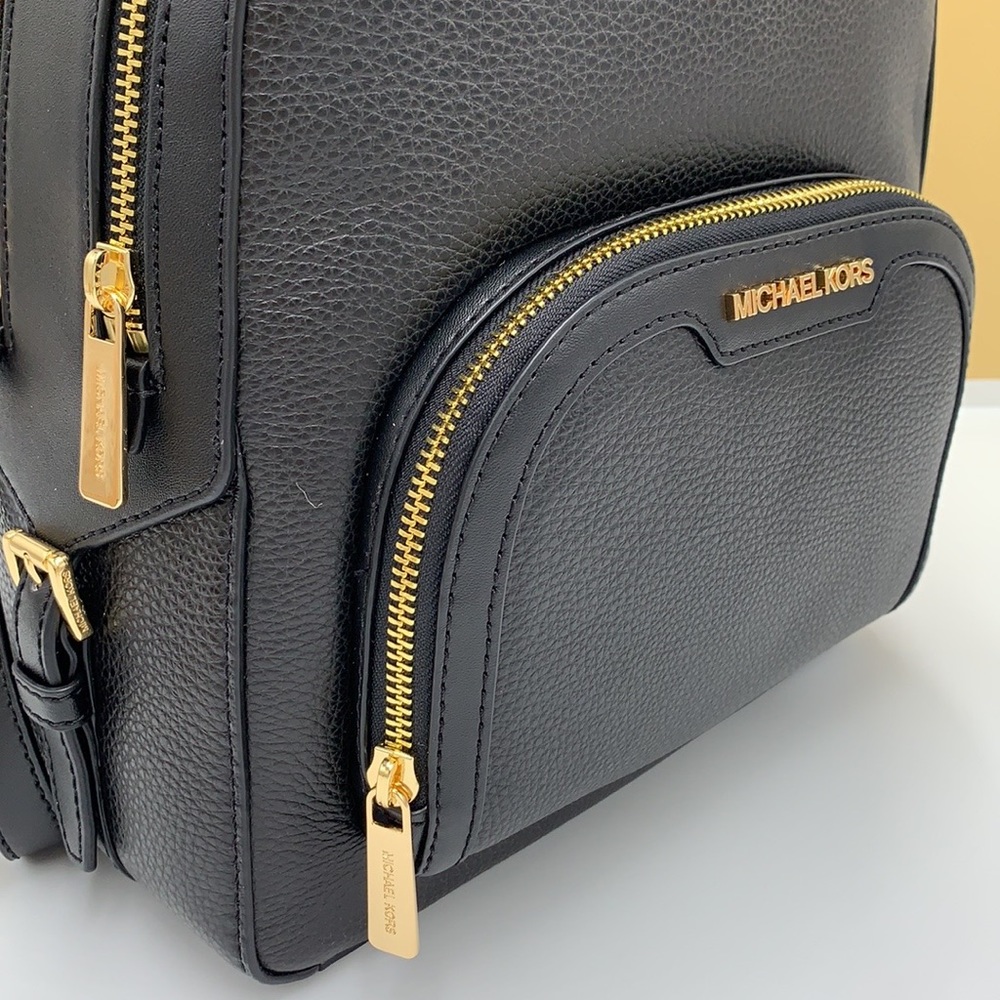 Michael Kors Jaycee Medium ZIP POCKET Pebbled Leather BackpackBLACK COL… - Picture 5 of 15